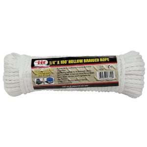  IIT 48890 100 Foot x 1/4 Inch Hollow Braided Rope   White 