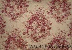 FRENCH COUNTRY LIFE RED & IVORY TOILE QUEEN QUILT SET  