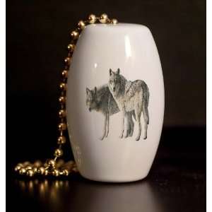  Wolf Pair Porcelain Fan / Light Pull: Home & Kitchen