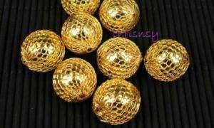 32pcs Copper MESH Ball Round Bead Wire Gold Plated 16mm  