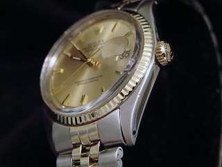 Mens Two Tone 14k Gold/Stainless Rolex Datejust Date Watch Champagne 