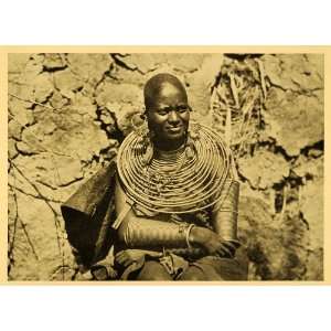 1935 Print Maasai Woman Masai Mt Kilimanjaro Tanzania Africa Jewelry 