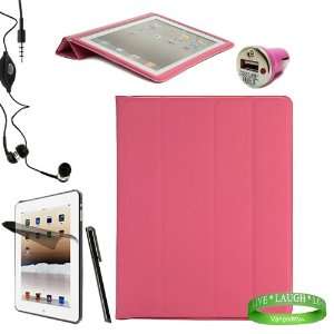  Smart Flap Cover + Compatible USB Pink iPad 2 Car Charger + iPad 2 