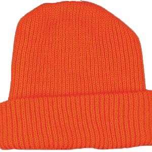  Knit Ski Cap, Color Orange, 100% acrylic, One Size Health 