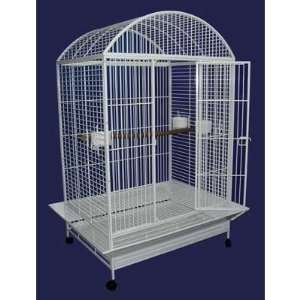  Dome Top Wrought Iron Parrot Cage in White: Pet Supplies