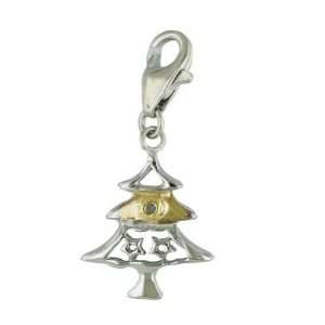  Silver 2 Tone Gold (0.25) with gold tone, 1 diamond, Open Christmas 