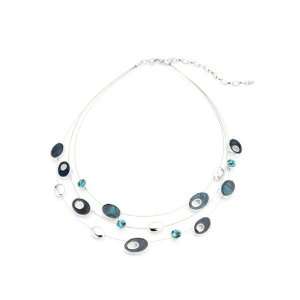  Marana Jewelry Blue Mother of Pearl with Crystals Necklace 
