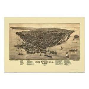 Key West, FL Panoramic Map   1884 Print 