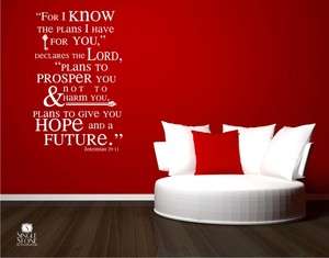 Wall Decal Quote Jeremiah 29:11   Vinyl Sticker Art  