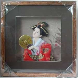  Japanese Geisha Frame Red Kimono and Fan (SS25): Home 