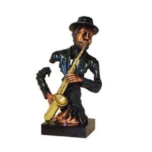  Jazz Saxophone Player sculpture dark copper finish 