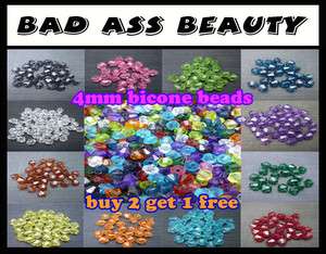 1000 4mm acrylic bicone beads 12 colours to choose from. Buy 2 get 1 