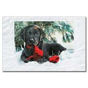  Black Lab Pup Lost and Found Embossed Christmas Cards 