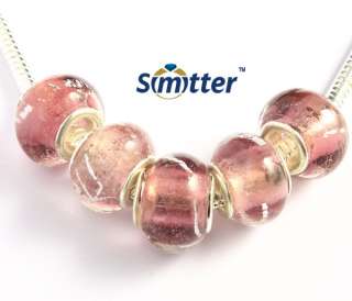 SIMITTER 5pcs Lampwork Glass Purple Beads Fit Bracelet  