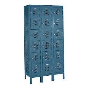 Ventilated Locker Six Tier 12x12x12 18 Door Ready To Assemble Blue 