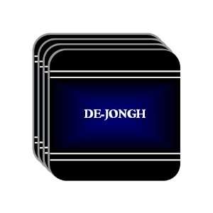 Personal Name Gift   DE JONGH Set of 4 Mini Mousepad Coasters (black 