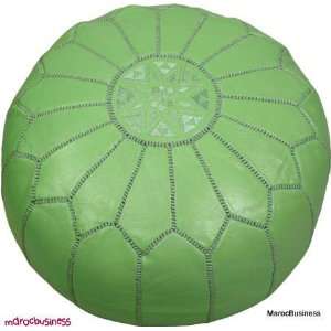  Moroccan Leather Pouf Green Color