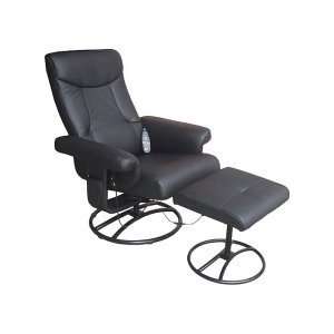   Recliner and Ottoman with Heat in Black Faux Leath