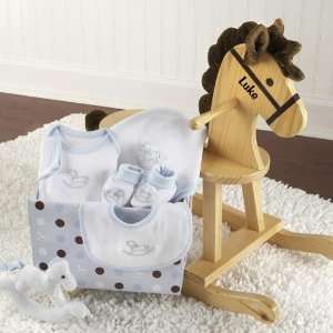    Personalized Rocking Horse with Plush Toy and Layette: Toys & Games