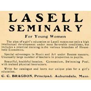 1906 Ad Lasell Seminary for Young Women C. C. Bragdon   Original Print 