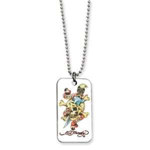  Ed Hardy Dog Tag Necklace Skull And Dagger EHF154 Jewelry