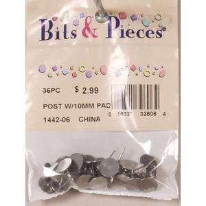  Bits & Pieces Post W/10mm Pad 36/pkg silver Arts, Crafts 