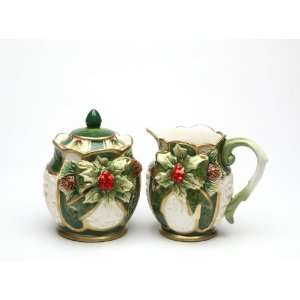 Festive Holly Creamer and Sugar Set:  Kitchen & Dining
