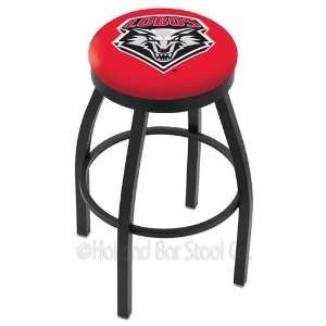   Mexico Lobos Logo Black Wrinkle Swivel Bar Stool with Flat Accent Ring