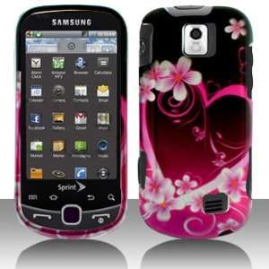 Purple Heart with Pink Flowers on Hard Skin Protector Case For Samsung 