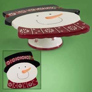   Snowman Hand painted Christmas Cake Plate #66813