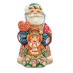   Father Christmas & Girl Hand Painted Figurine: Home & Kitchen