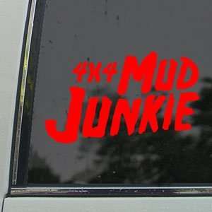 4x4 Mud Junkie Red Decal Car Truck Bumper Window Red 