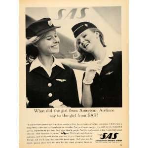  1963 Ad Scandinavian Airlines System Flight Attendants 