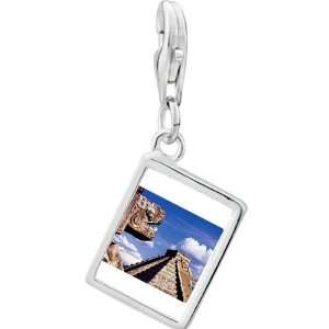   Gold Plated Travel Chichen Itza Mexico Photo Rectangle Frame Charm