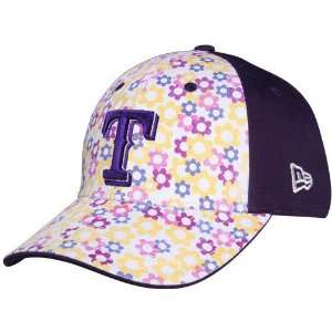 New Era Texas Rangers Youth Girls Purple White Just Add Sun Adjustable 