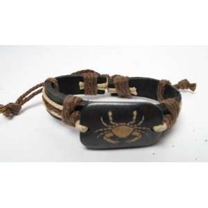  Leather Bracelet with Zodiac Symbol Cancer Jewelry