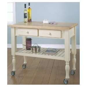    Mobile Kitchen Work Tables Maple & Antique Cream: Home & Kitchen