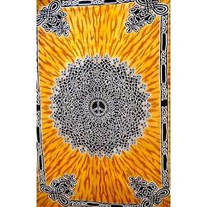  Tapestry ~ Golden Celtic Tribal Peace Sign Tapestry ~ Appx 