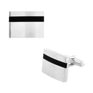  Mens Cufflinks with Polished Steel Body and One Black IP 
