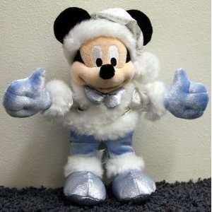   Blue Christmas Mickey Mouse 9 Inch Plush Bean Bag Doll   New with Tags