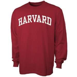  Harvard Crimson Vertical Arch Crimson Long Sleeve T shirt 