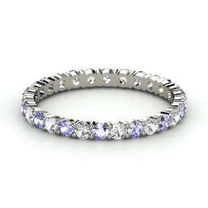 Rich & Thin Eternity Band, 14K White Gold Ring with Tanzanite & White 