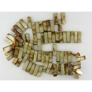   RIVER SHELL ANTIQUE BROWN 5X15 PIANO KEY BEADS 15