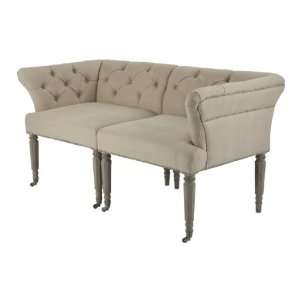Calais French Country Tufted Split Loveseat Settee 