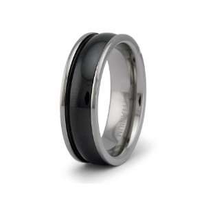  7mm Black PVD Titanium Ring: Jewelry