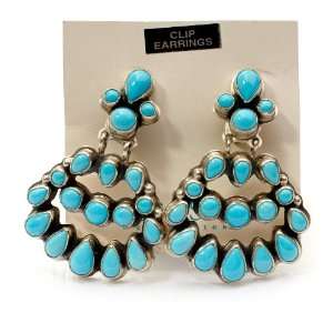    Sleeping Beauty Turquoise Multi tier Clip Earrings Jewelry