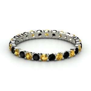 Rich & Thin Eternity Band, Sterling Silver Ring with Citrine & Black 