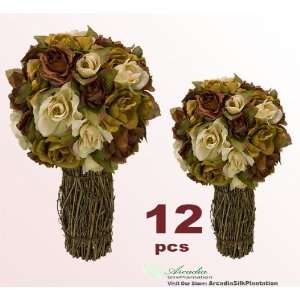  TWELVE 12 Artificial Rose Topiary Flower Arrangement 