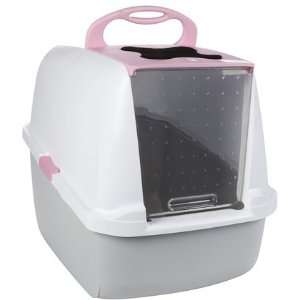  Catit Hooded Cat Litter Pan   White & Pink (Quantity of 1 