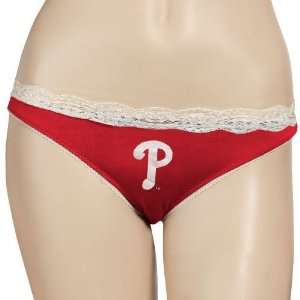 Philadelphia Phillies Ladies Red Super Soft Lace Trim Thong  
